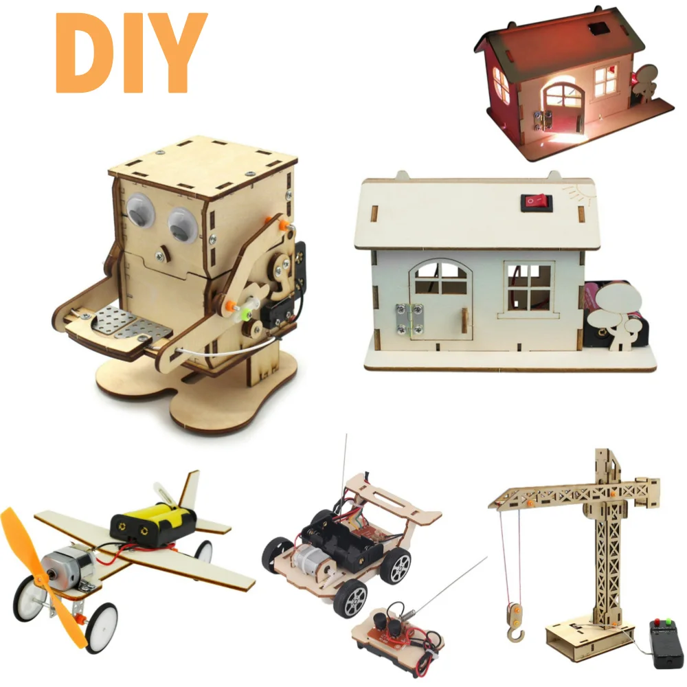 Science Project Robot - Robot jedzący moneta drewniany DIY edukacyjny